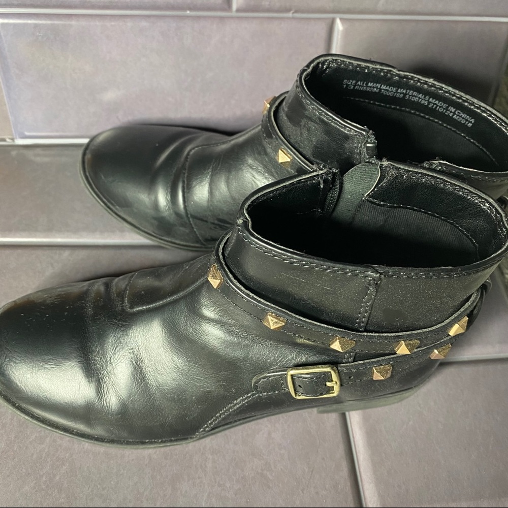 Black gold studded ankle boots